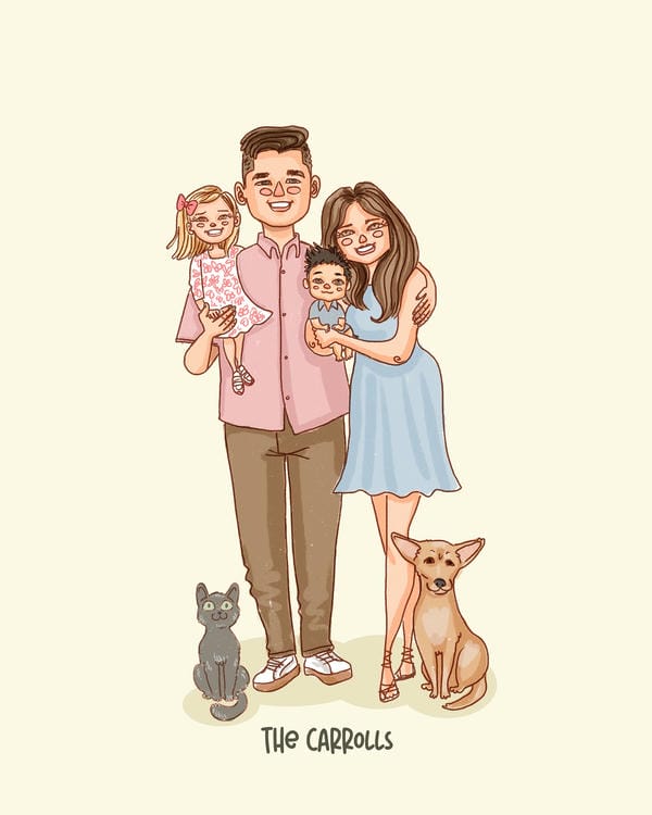 tranh vẽ gia đình 4 người 20