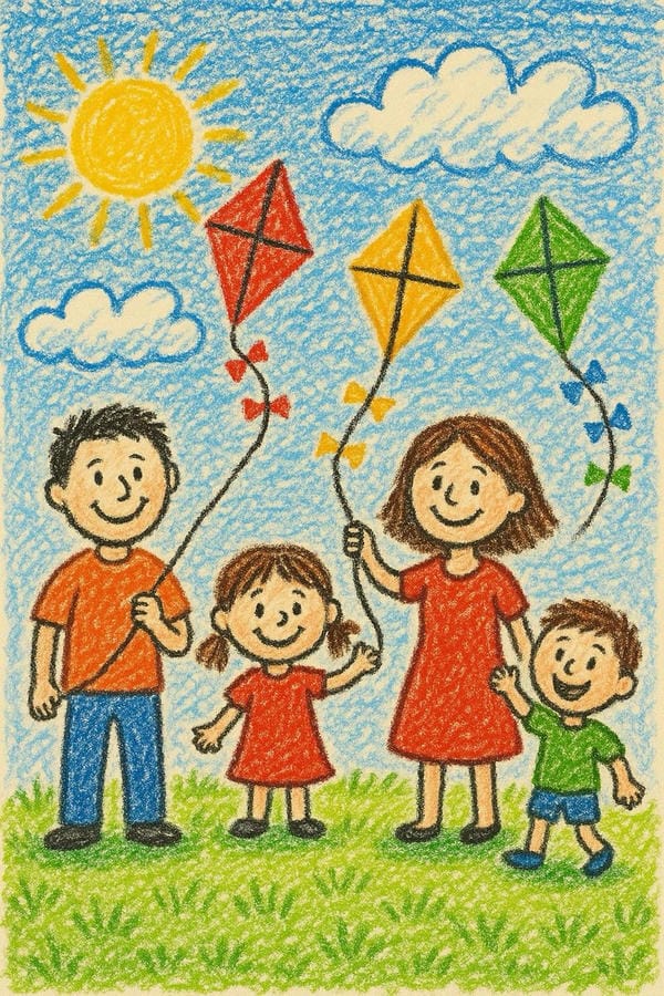 tranh vẽ gia đình 4 người 24