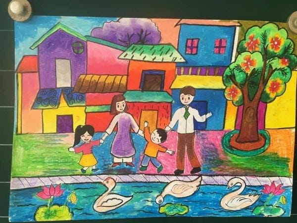 tranh vẽ gia đình 4 người 25