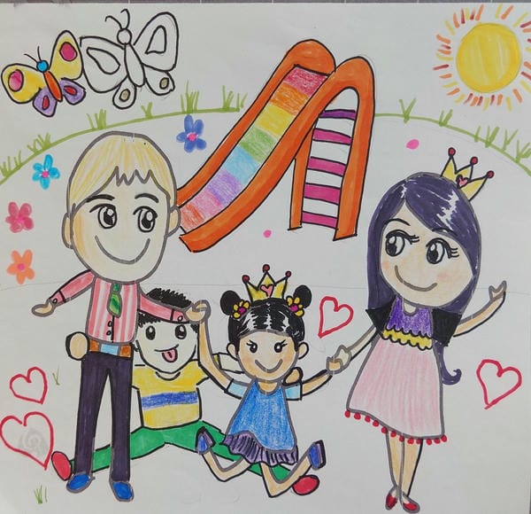 tranh vẽ gia đình 4 người 27