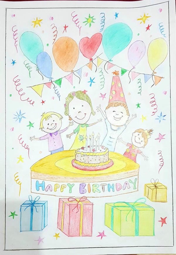 tranh vẽ gia đình 4 người 28