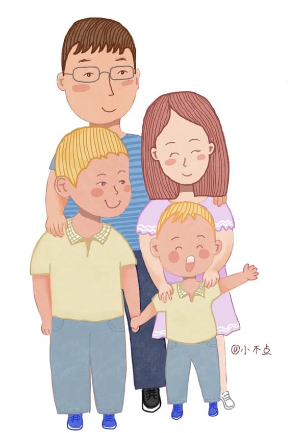 tranh vẽ gia đình 4 người 5