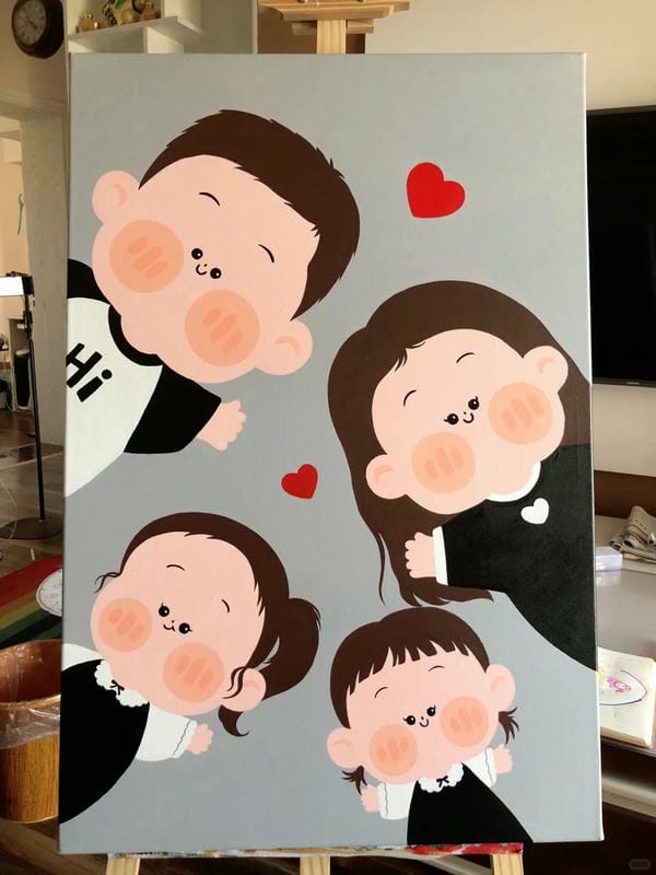 tranh vẽ gia đình 4 người 6