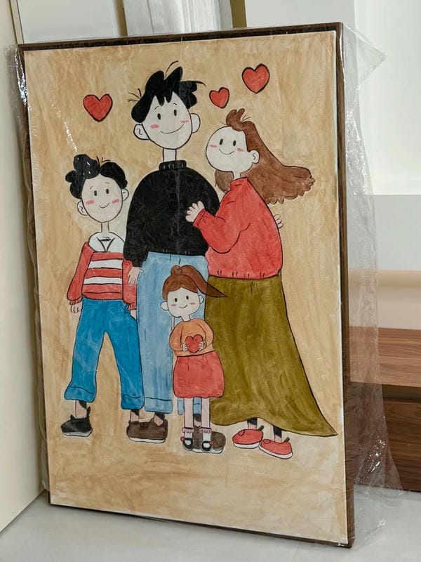 tranh vẽ gia đình 4 người 7