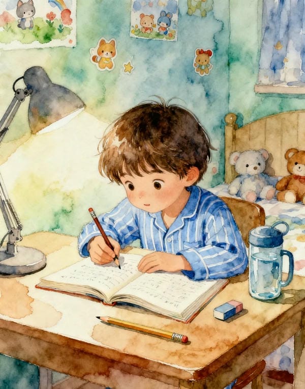 tranh vẽ góc học tập của em