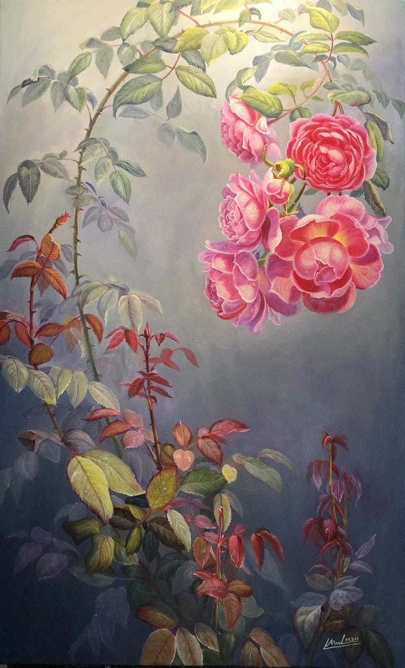 tranh vẽ hoa hồng 2