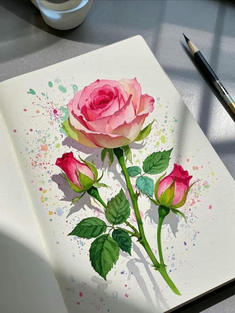 tranh vẽ hoa hồng 9