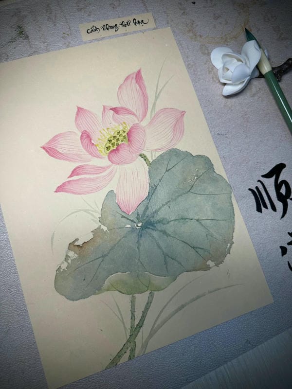 tranh vẽ hoa sen 10