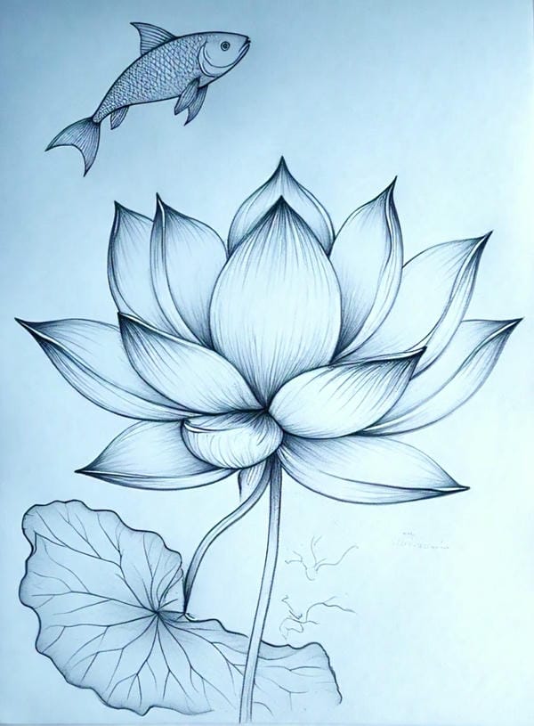 tranh vẽ hoa sen 14