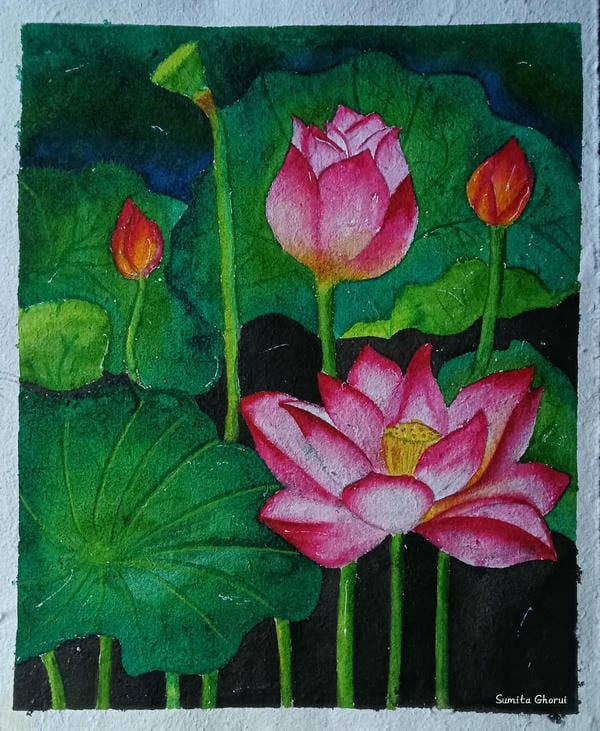 tranh vẽ hoa sen 18