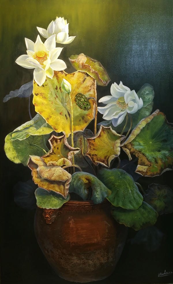 tranh vẽ hoa sen 20