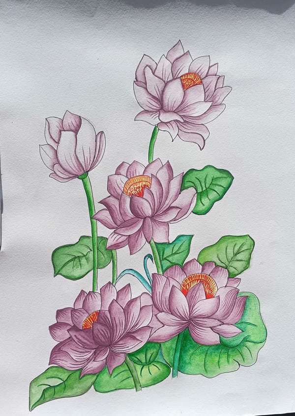 tranh vẽ hoa sen 21