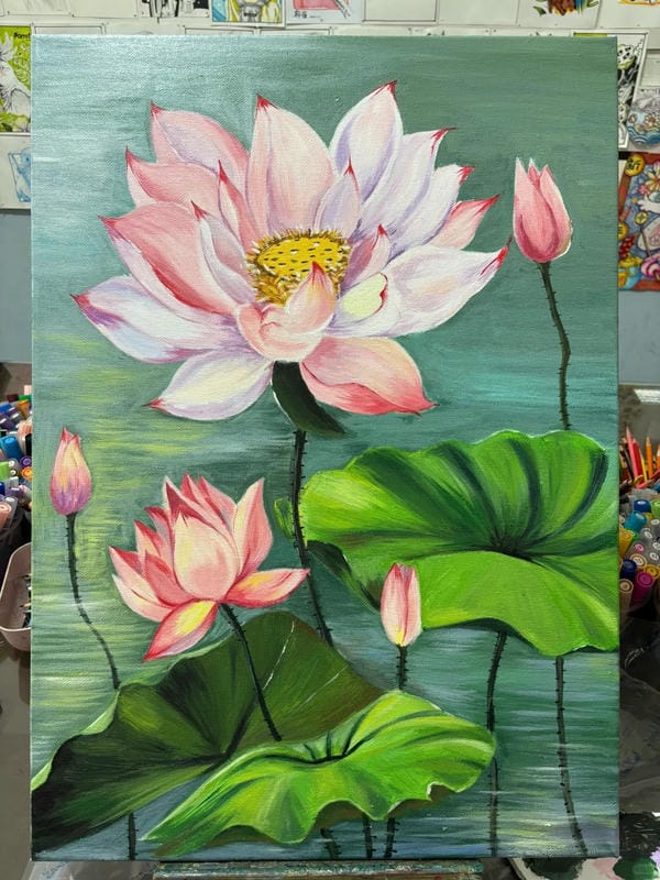 tranh vẽ hoa sen 25