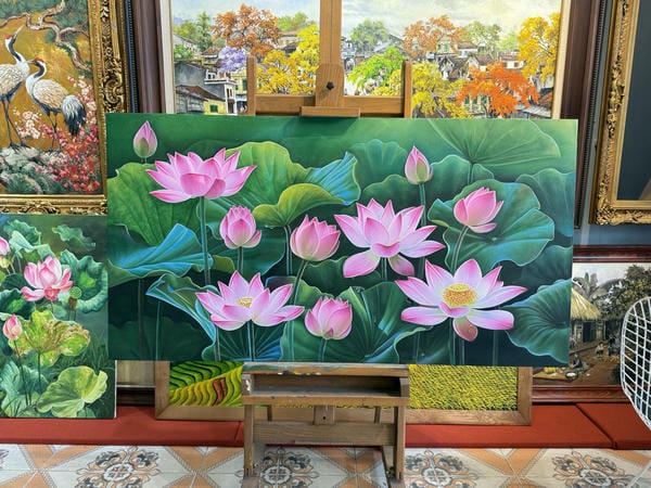 tranh vẽ hoa sen 8