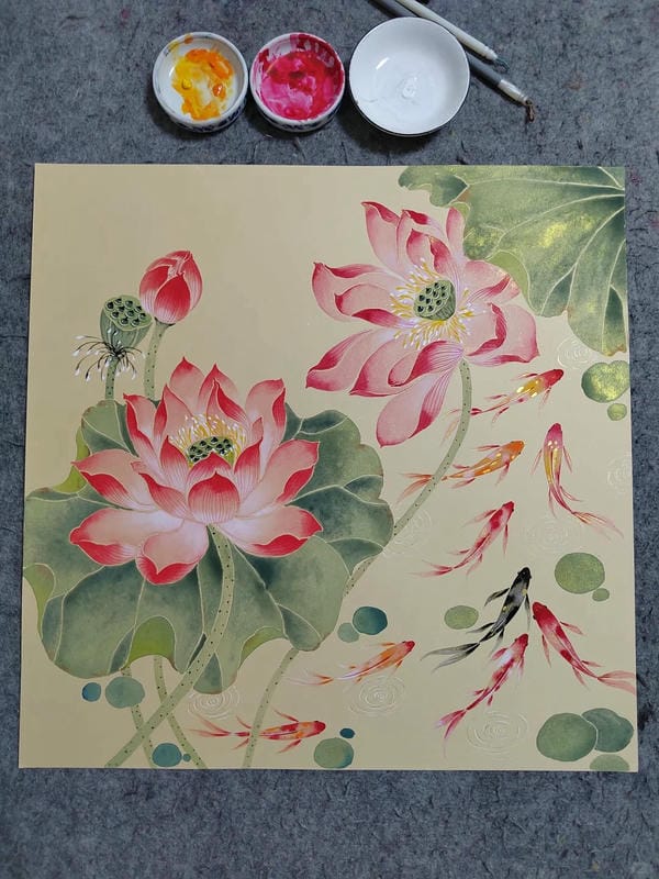 tranh vẽ hoa sen đẹp nhất