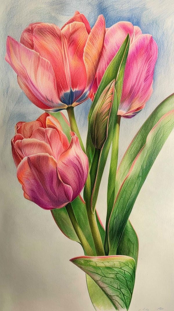 tranh vẽ hoa tulip 10