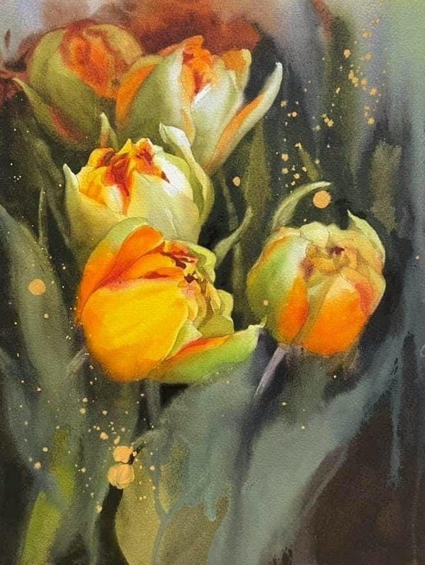 tranh vẽ hoa tulip 11