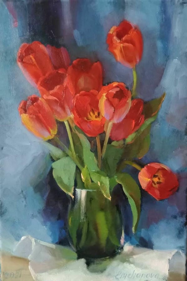 tranh vẽ hoa tulip 12