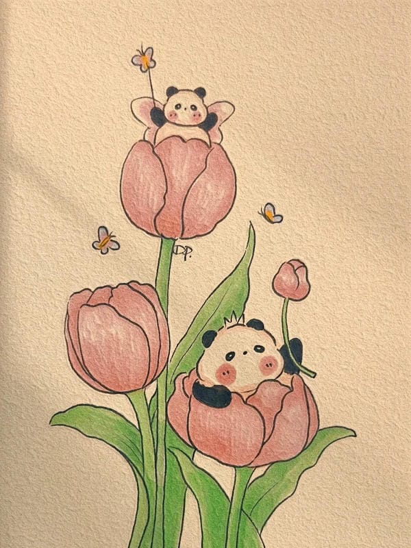 tranh vẽ hoa tulip 14