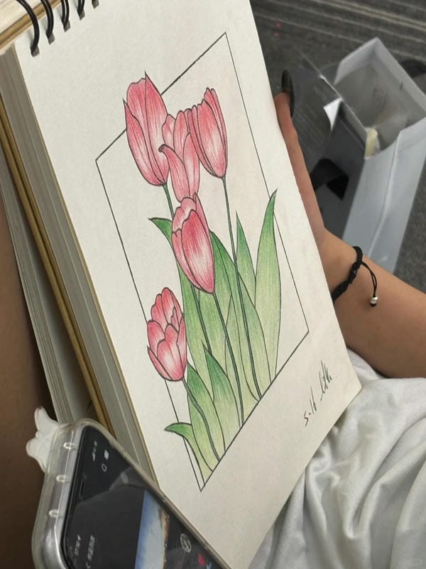 tranh vẽ hoa tulip 15