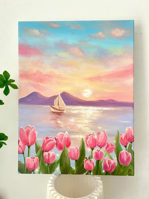 tranh vẽ hoa tulip 17