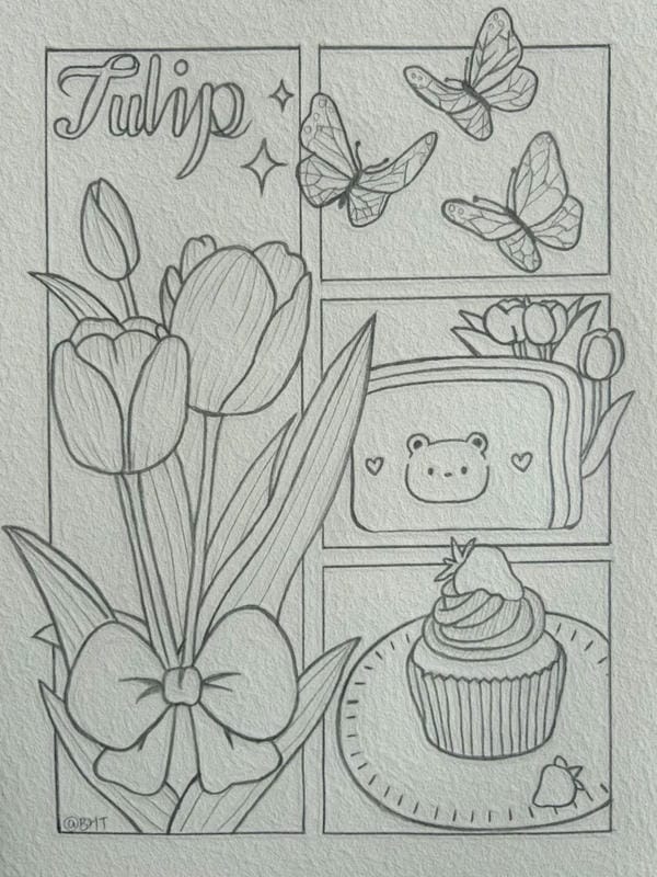 tranh vẽ hoa tulip 24