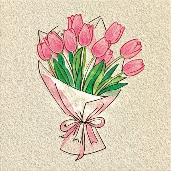 tranh vẽ hoa tulip 27