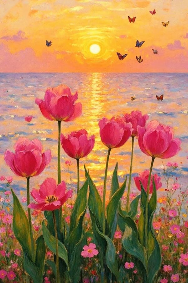 tranh vẽ hoa tulip 29