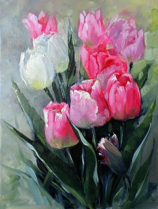 tranh vẽ hoa tulip 7