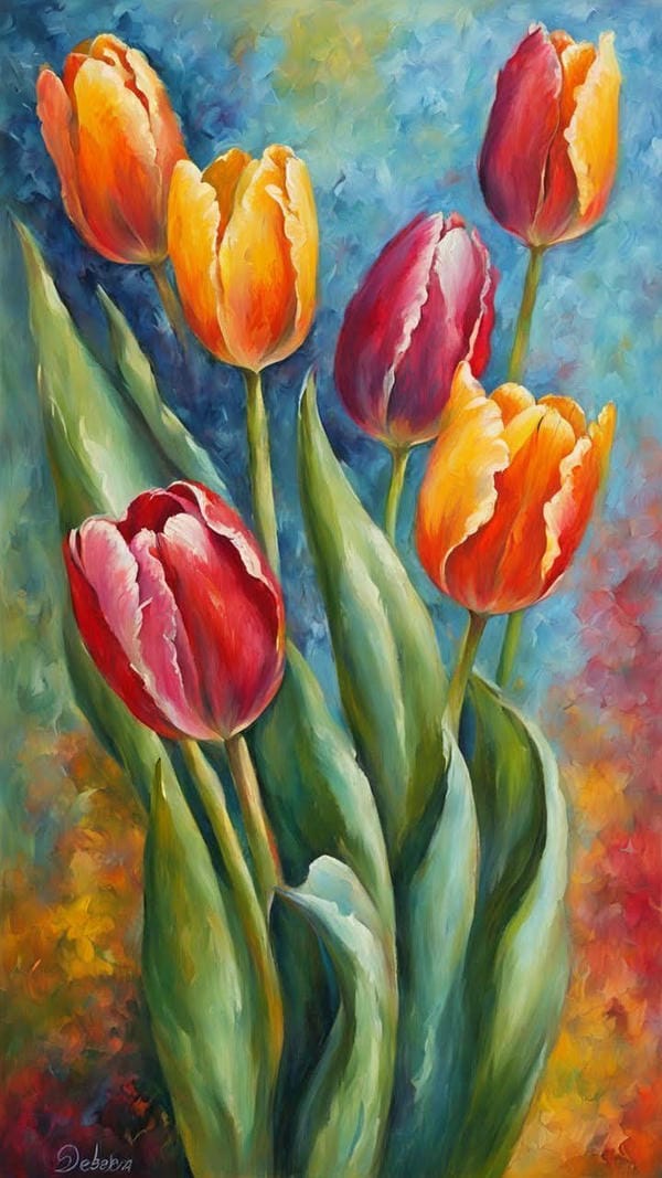 tranh vẽ hoa tulip 9