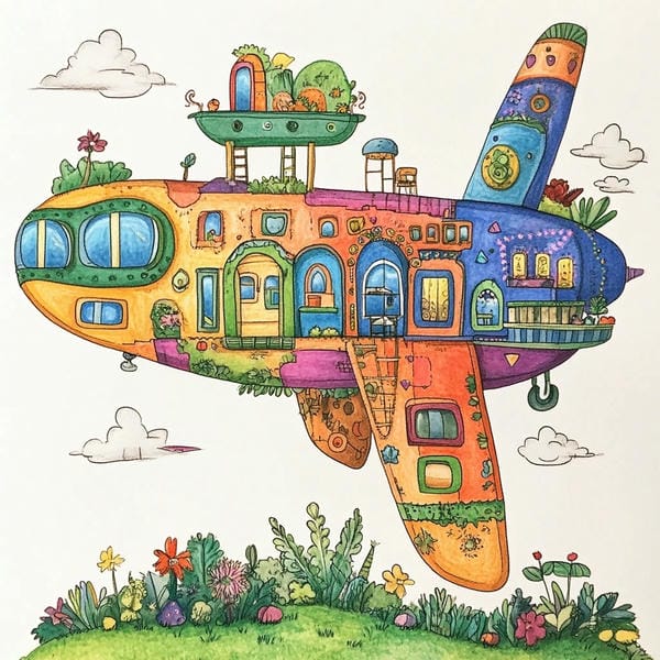 tranh vẽ máy bay 12