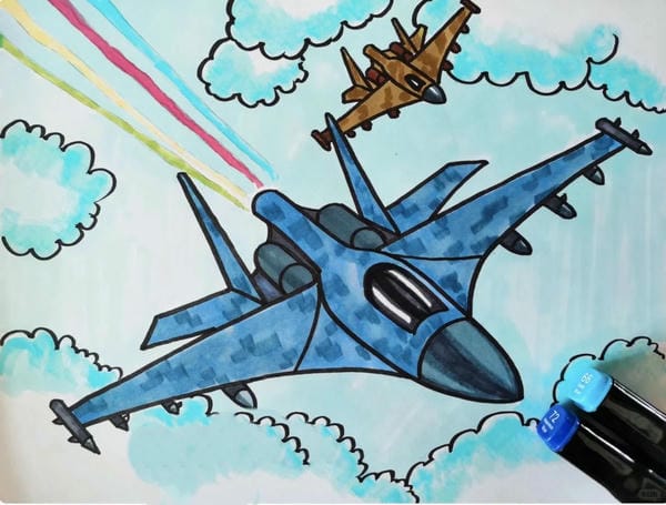 tranh vẽ máy bay 3
