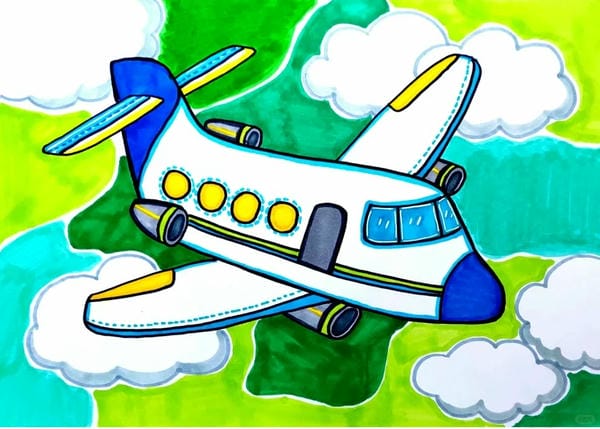 tranh vẽ máy bay 5