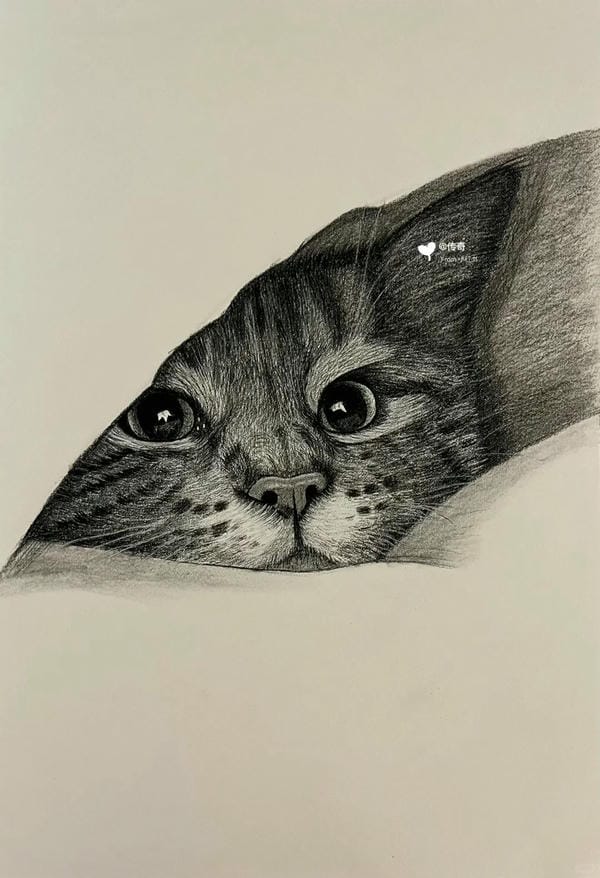 tranh vẽ mèo dễ thương 10