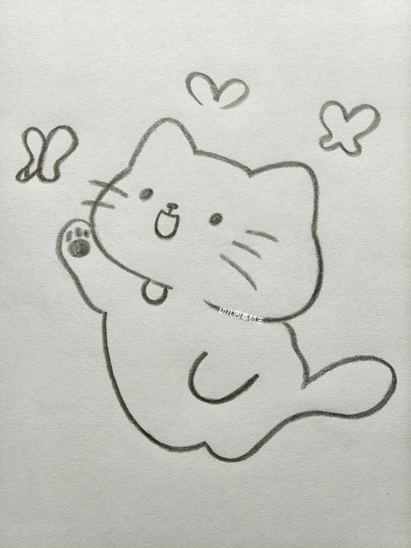 tranh vẽ mèo dễ thương 15