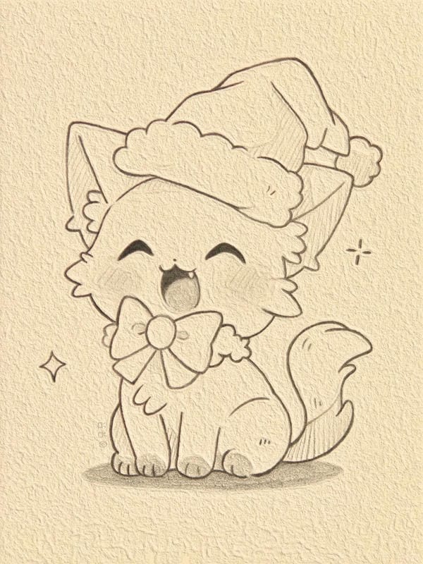 tranh vẽ mèo dễ thương 2