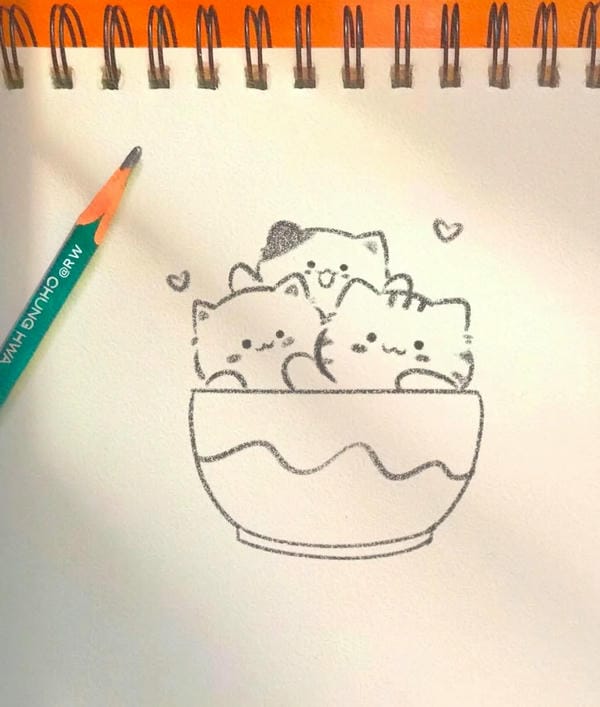 tranh vẽ mèo dễ thương 20
