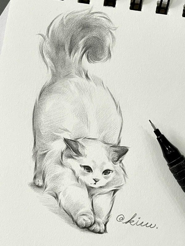 tranh vẽ mèo dễ thương 24