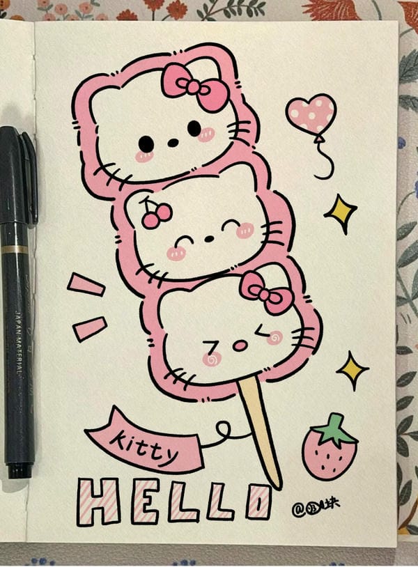 tranh vẽ mèo dễ thương 27