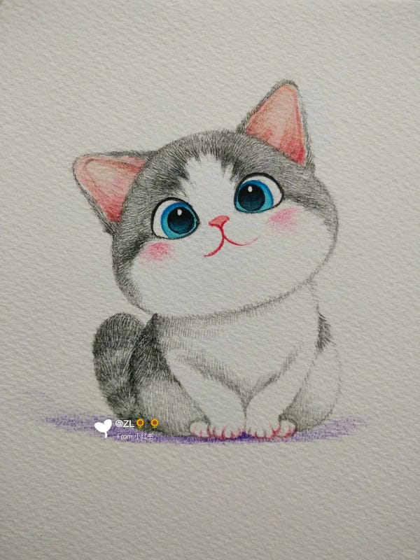 tranh vẽ mèo dễ thương 4