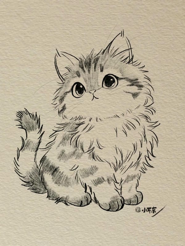 tranh vẽ mèo dễ thương 5
