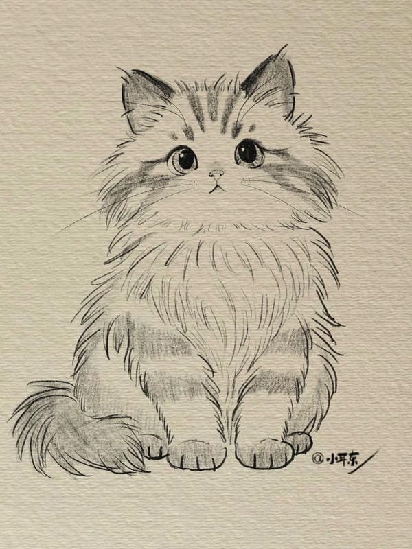 tranh vẽ mèo dễ thương 7