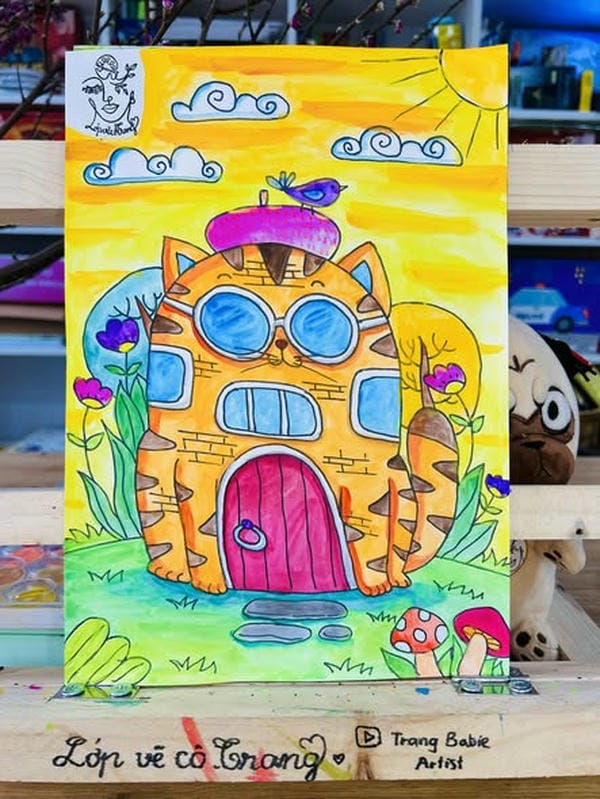 tranh vẽ ngôi nhà