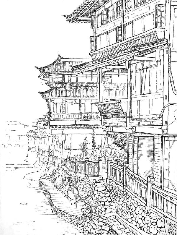 tranh vẽ nhà sàn 10