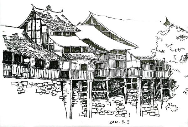 tranh vẽ nhà sàn 16