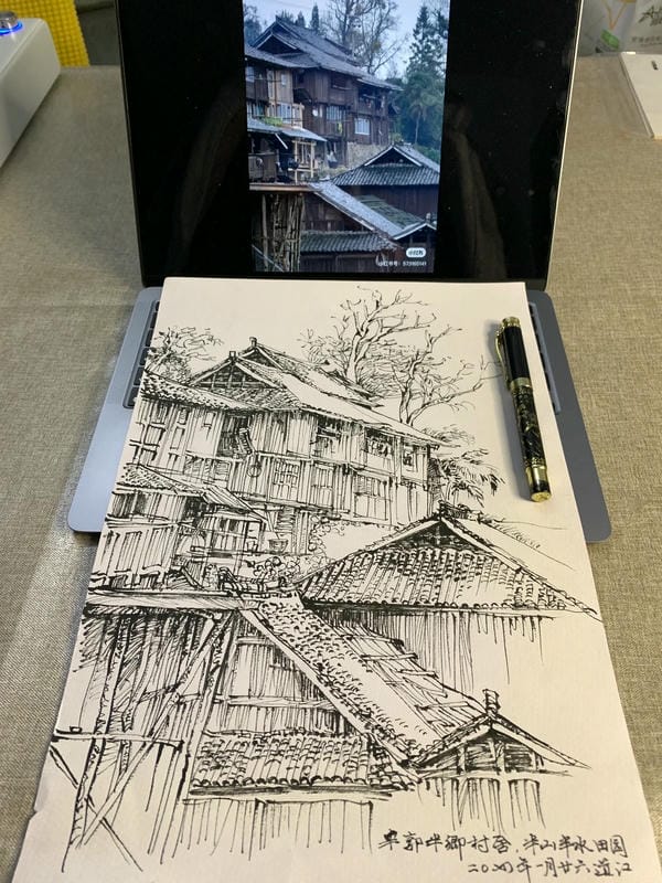 tranh vẽ nhà sàn 17