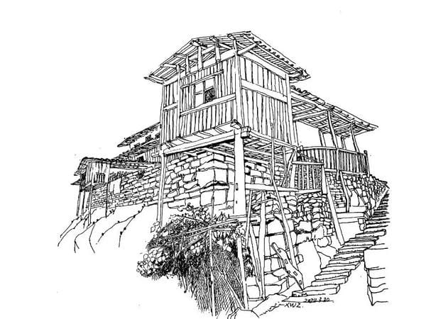 tranh vẽ nhà sàn 18