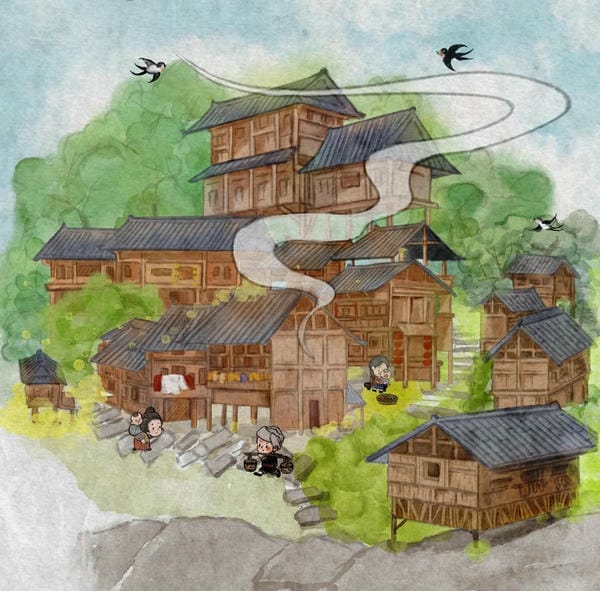 tranh vẽ nhà sàn 26