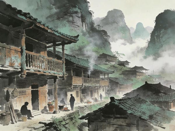 tranh vẽ nhà sàn 6