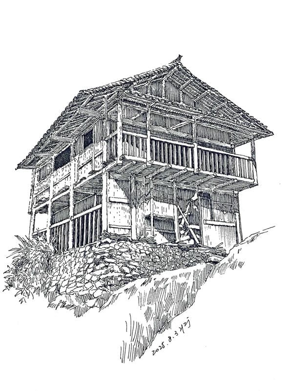 tranh vẽ nhà sàn 8